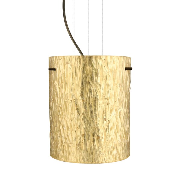 Besa Lighting Tamburo 8 Cable Pendant, Stone Gold Foil, Bronze Finish, 1x11W LED 1KG-4006GS-LED-BR - main